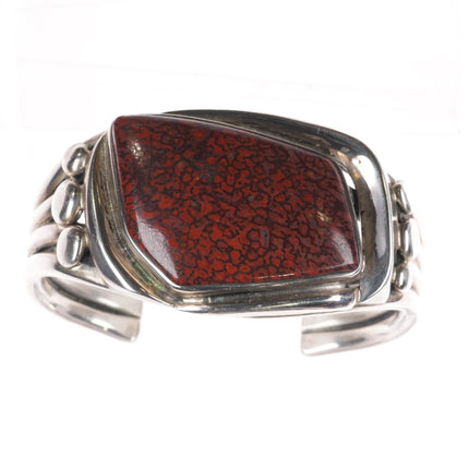 6.25" Orville Tsinnie Navajo GemBone Dinosaur Bone Sterling silver cuff bracelet - Estate Fresh Austin