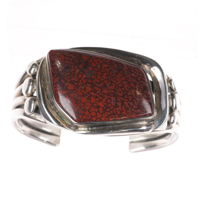 6.25" Orville Tsinnie Navajo GemBone Dinosaur Bone Sterling silver cuff bracelet - Estate Fresh Austin