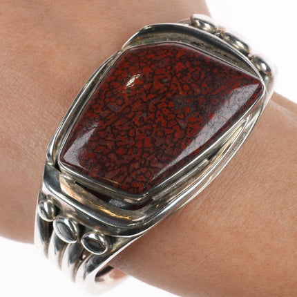 6.25" Orville Tsinnie Navajo GemBone Dinosaur Bone Sterling silver cuff bracelet - Estate Fresh Austin