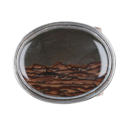 Small Vintage Sterling silver picture jasper Iden belt buckle - Estate Fresh Austin
