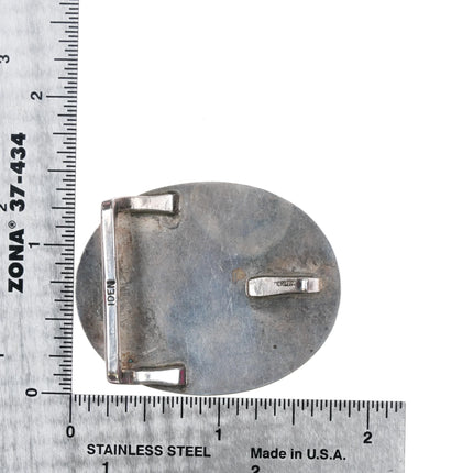 Small Vintage Sterling silver picture jasper Iden belt buckle - Estate Fresh Austin