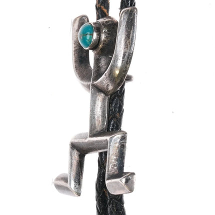 c1950 Navajo cast sterling silver bolo tie with turquoise - Estate Fresh Austin
