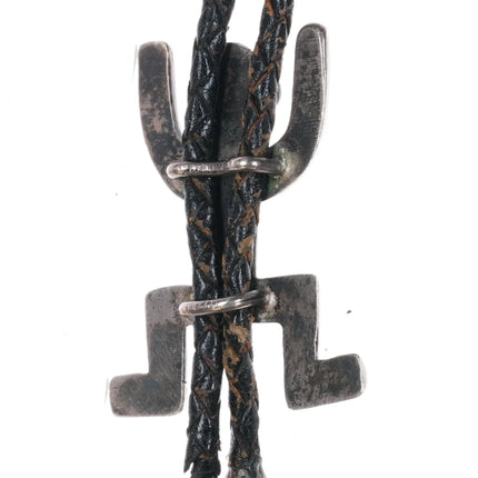 c1950 Navajo cast sterling silver bolo tie with turquoise - Estate Fresh Austin