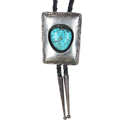 Ben Touchine Navajo Sterling silver spiderweb turquoise shadowbox bolo tie - Estate Fresh Austin