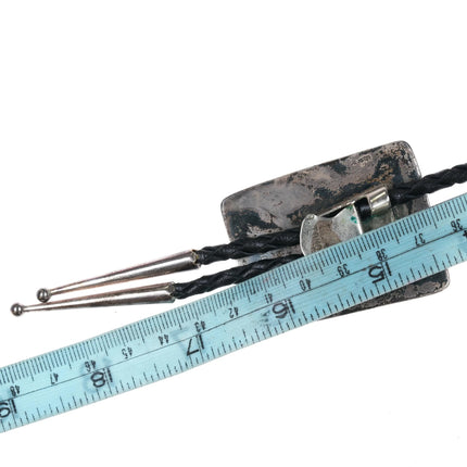 Ben Touchine Navajo Sterling silver spiderweb turquoise shadowbox bolo tie - Estate Fresh Austin