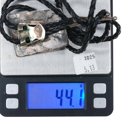 Ben Touchine Navajo Sterling silver spiderweb turquoise shadowbox bolo tie - Estate Fresh Austin