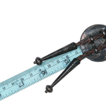 c1950 Navajo Overlay bolo tie sterling silver w/ handmade tips - Estate Fresh Austin