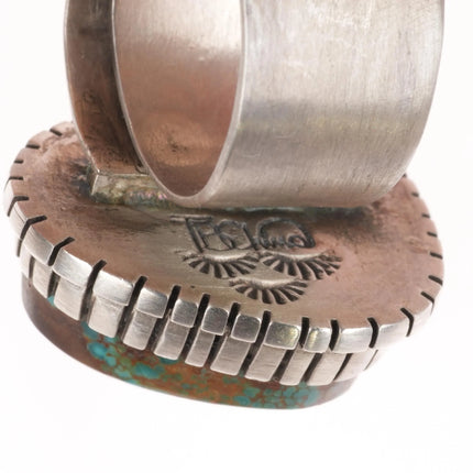 sz9.5-Adjustabe Tony Chino Acoma Nevada turquoise sterling silver ring - Estate Fresh Austin