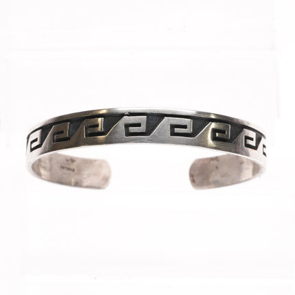 6.75" Norman Honie Jr Hopi overlay wave/water cuff bracelet sterling silver - Estate Fresh Austin