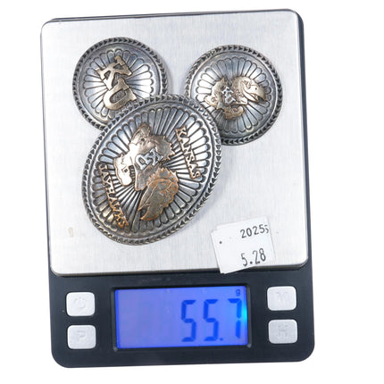 Sterling silver University Kansas Jayhawks Delgarito Navajo belt buckle/conchos - Estate Fresh Austin
