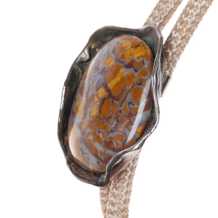 Vintage mid century modernist sterling silver agate/jasper bolo tie - Estate Fresh Austin