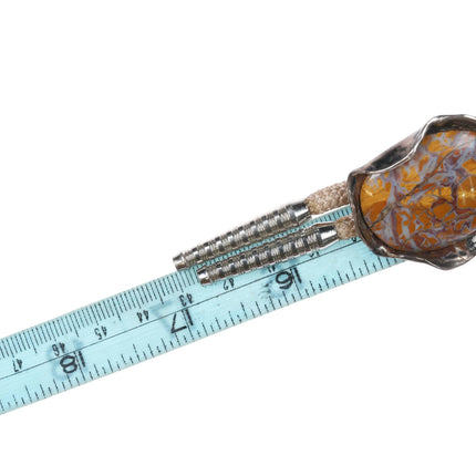 Vintage mid century modernist sterling silver agate/jasper bolo tie - Estate Fresh Austin