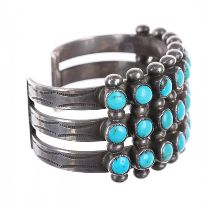 6.25" 30s-40's Zuni Oversized Snake Eye Turquoise cuff bracelet sterling silver - Estate Fresh Austin