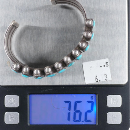 6.25" 30s-40's Zuni Oversized Snake Eye Turquoise cuff bracelet sterling silver - Estate Fresh Austin