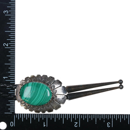 HV Vintage Navajo sterling silver green Malachite stone bolo tie - Estate Fresh Austin