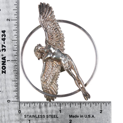 Sterling silver Icarus flying into the sun bolo slide/necklace pendant - Estate Fresh Austin