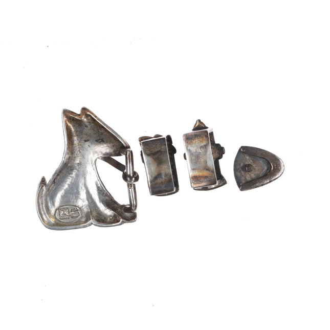 Sterling silver Dog/Fire Hydrant Garbage Can ranger belt buckle set - Estate Fresh Austin