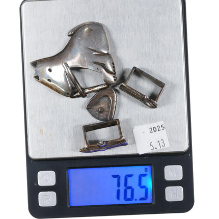 Sterling silver Dog/Fire Hydrant Garbage Can ranger belt buckle set - Estate Fresh Austin