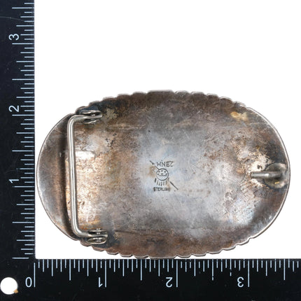 W Nez Navajo sterling silver turquoise cluster belt buckle - Estate Fresh Austin