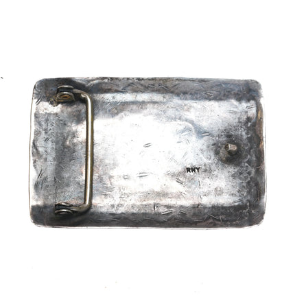 RHY Vintage Navajo sterling silver belt buckle Bisbee turquoise stone - Estate Fresh Austin