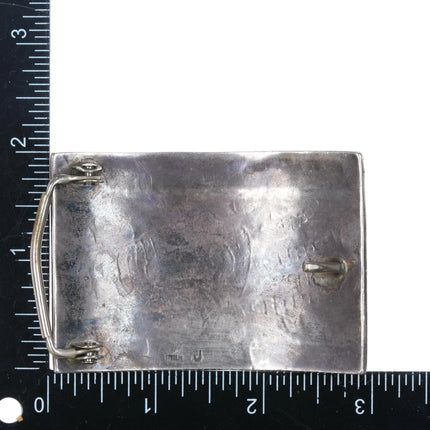 Vintage J Hopi or Navajo sterling silver bear paw overlay belt buckle - Estate Fresh Austin