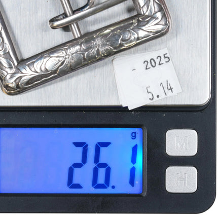 Antique William Kerr American Sterling silver Art Nouveau belt buckle - Estate Fresh Austin