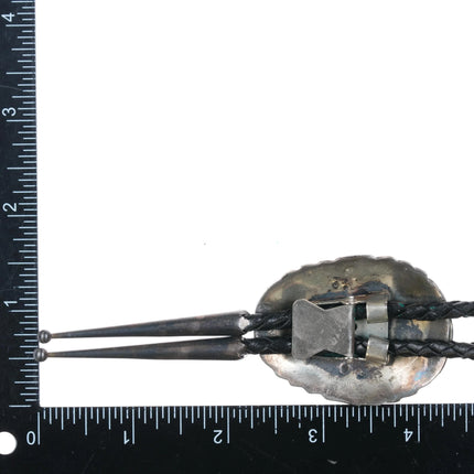 1980's MT, RRB Navajo sterling silver gold filled turquoise bolo tie vintage - Estate Fresh Austin