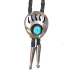 c1980's Vintage Navajo sterling silver turquoise bear paw shadowbox bolo tie - Estate Fresh Austin