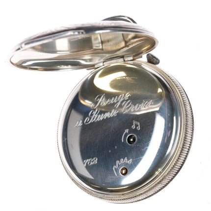 1980's Reuge Swiss sterling silver automaton music box pocket watch horse - Estate Fresh Austin