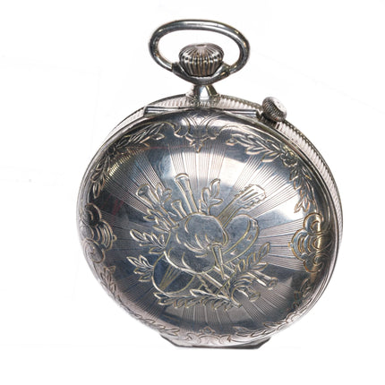 1980's Reuge Swiss sterling silver automaton music box pocket watch horse - Estate Fresh Austin