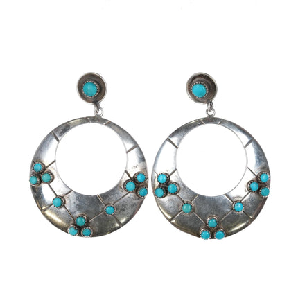 50's Frank Patania sr Southwestern Modernist sterling silver turquoise earrings - Estate Fresh Austin