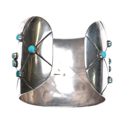 6.5" 1950's Frank Patania Sr Modernist sterling silver turquoise cuff bracelet - Estate Fresh Austin