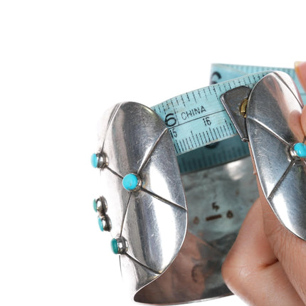 6.5" 1950's Frank Patania Sr Modernist sterling silver turquoise cuff bracelet - Estate Fresh Austin