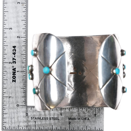 6.5" 1950's Frank Patania Sr Modernist sterling silver turquoise cuff bracelet - Estate Fresh Austin
