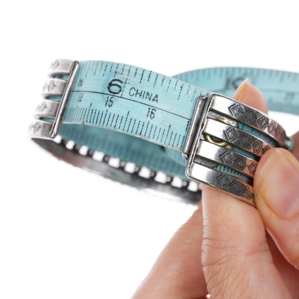 6.6" 30's-40's Zuni sterling silver 3 row snake eye turquoise cuff bracelet - Estate Fresh Austin