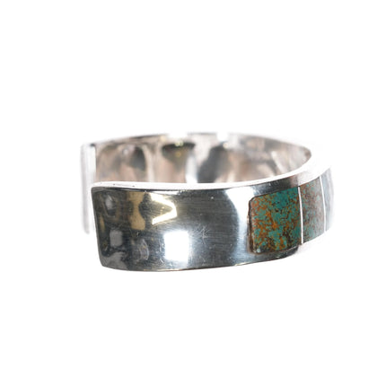 6.2" Lazaro Gutierrez sterling silver #8 turquoise channel inlay cuff bracelet - Estate Fresh Austin