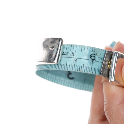 6.2" Lazaro Gutierrez sterling silver #8 turquoise channel inlay cuff bracelet - Estate Fresh Austin