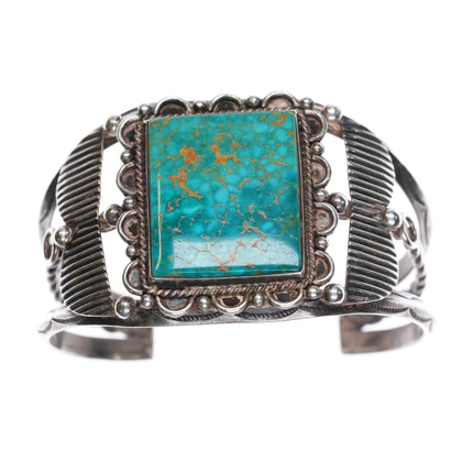 6.65" c1950's Navajo Lone Mountain turquoise sterling silver cuff bracelet - Estate Fresh Austin