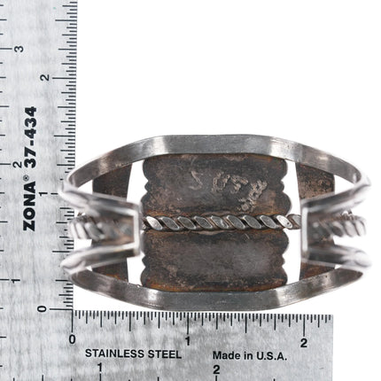 6.65" c1950's Navajo Lone Mountain turquoise sterling silver cuff bracelet - Estate Fresh Austin