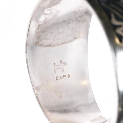 6.5" Verden Mansfield Hopi Overlay cuff bracelet Eagle Dancer sterling silver - Estate Fresh Austin