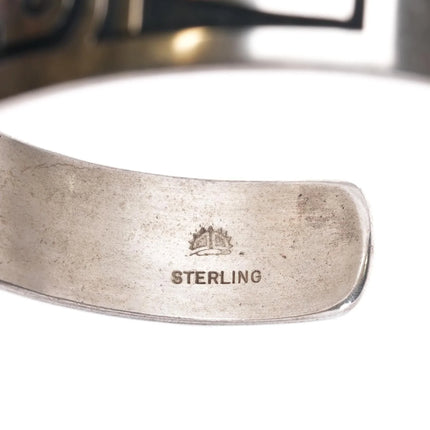 6.5" Leon Lomakema Hopi Overlay vintage cuff bracelet sterling silver - Estate Fresh Austin