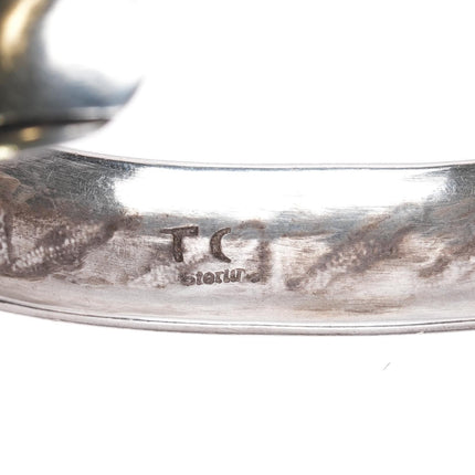 6.1" Tommy Singer Navajo Overlay cuff bracelet geometric pattern sterling silver - Estate Fresh Austin