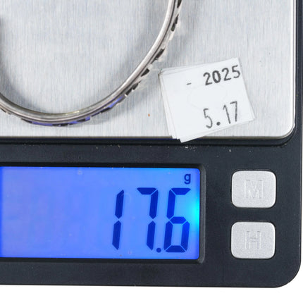 6.1" Tommy Singer Navajo Overlay cuff bracelet geometric pattern sterling silver - Estate Fresh Austin