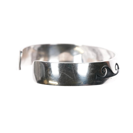 6.5" Stewart Tewawina Hopi Overlay Water waves cuff bracelet sterling silver - Estate Fresh Austin