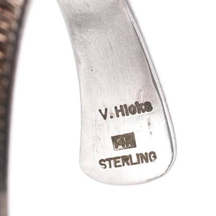 6.1" Victor Hicks Navajo Sterling silver 14k gold carinated cuff bracelet - Estate Fresh Austin
