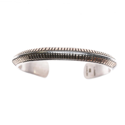 6.1" Victor Hicks Navajo Sterling silver 14k gold carinated cuff bracelet - Estate Fresh Austin