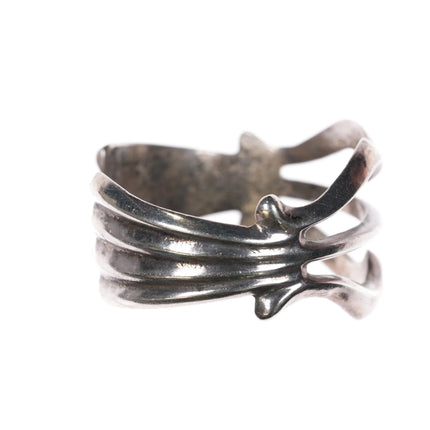 6" 40's-50's Navajo cast sterling silver mouth/lips shaped cuff bracelet - Estate Fresh Austin