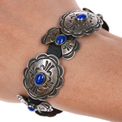 6.25" Larry Sandoval Navajo Sterling silver butterfly concho lapis bracelet - Estate Fresh Austin