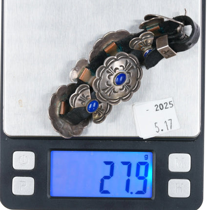 6.25" Larry Sandoval Navajo Sterling silver butterfly concho lapis bracelet - Estate Fresh Austin