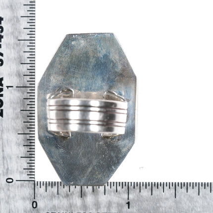 sz7 Gibson Nez Navajo/Apache sterling silver high grade stone inlay coral ring - Estate Fresh Austin